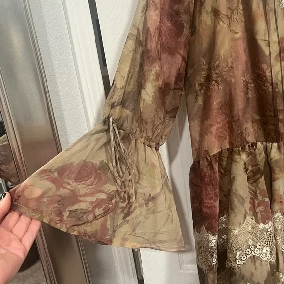 ASOS Multicolor Long Sleeve Dress with Lace Hem - Picture 5 of 14